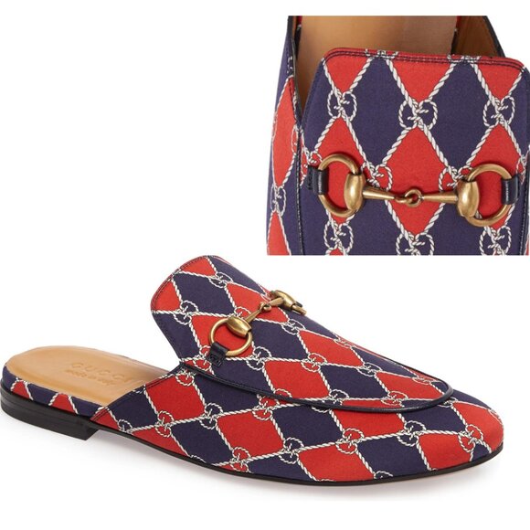 GUCCI SHOES MENS KINGS RHOMBUS HARLEQUIN SLIPPER HORSEBIT LOAFERS sz 7 7.5 US - Picture 1 of 16